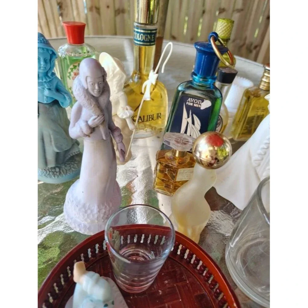 Avon Vintage 1970s Multicolor Glass Novelty Bottle Lot Bride Groom Stopper